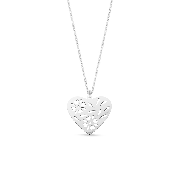 Vaoov 925 Ayar Gümüş Çiçekli Kalp Kolye - Thumbnail (2)