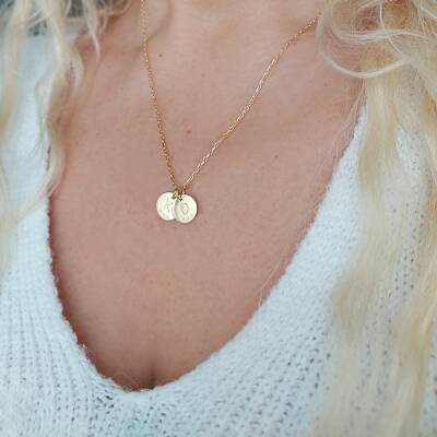 Vaoov 925 Ayar Gümüş Çift Plaka Harf ve Tarih Kolye - 6