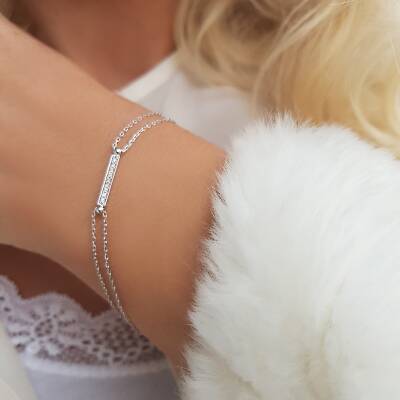 Vaoov 925 Ayar Gümüş Çubuk Bileklik - 1