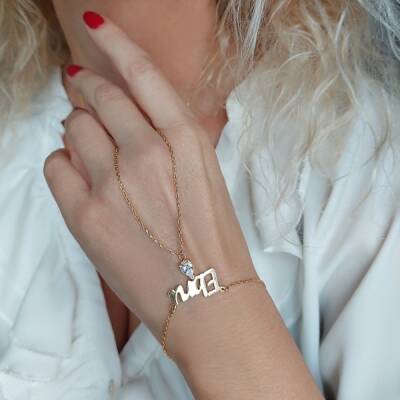 Vaoov 925 Ayar Gümüş Dama Taşlı İsimli Şahmeran Bileklik - 2