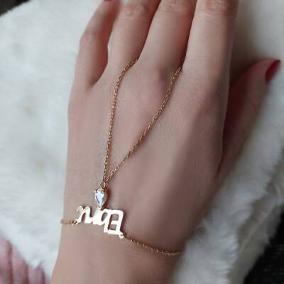 Vaoov 925 Ayar Gümüş Dama Taşlı İsimli Şahmeran Bileklik - 3