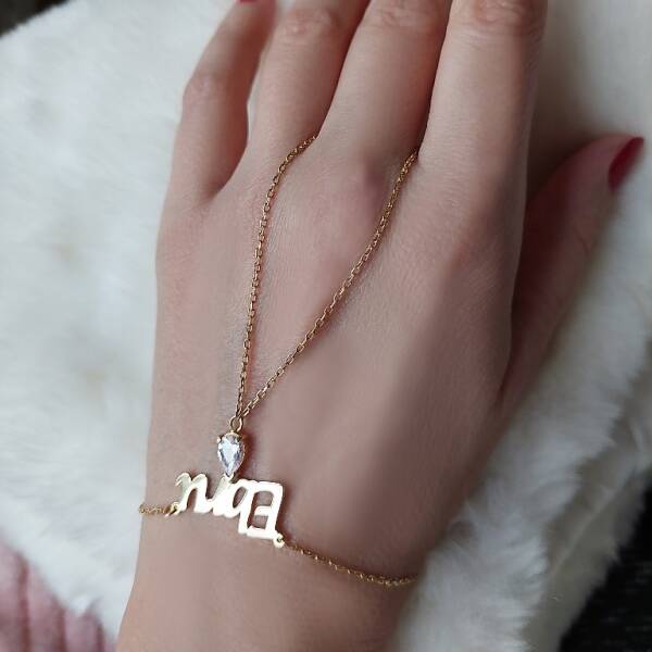 Vaoov 925 Ayar Gümüş Dama Taşlı İsimli Şahmeran Bileklik - 3