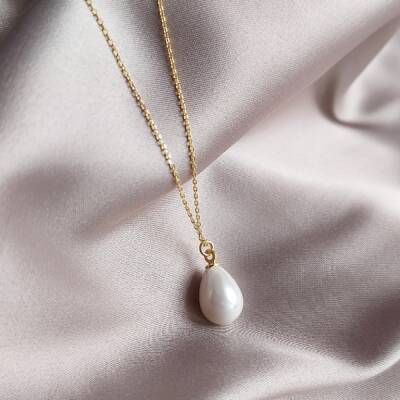 Vaoov 925 Ayar Gümüş Damla Mayorka İncisi Kolye - 2