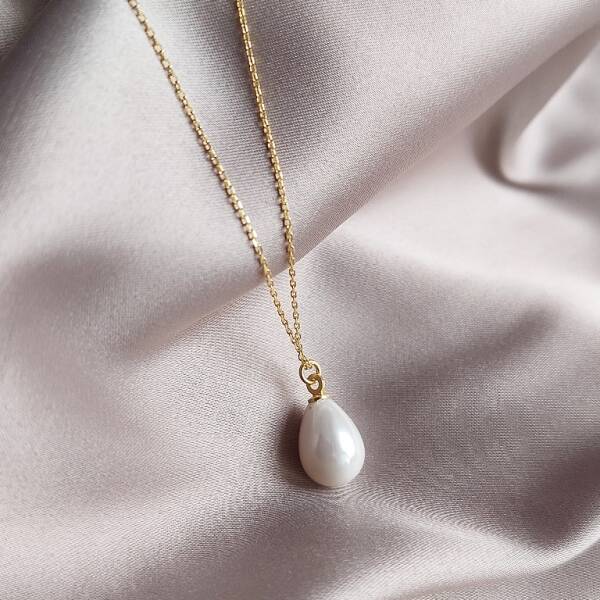 Vaoov 925 Ayar Gümüş Damla Mayorka İncisi Kolye - 2