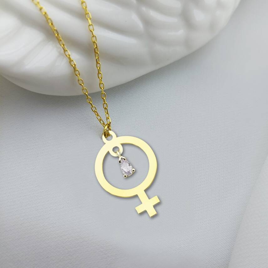 Vaoov 925 Ayar Gümüş Dişi Sembolü Kolye - 1