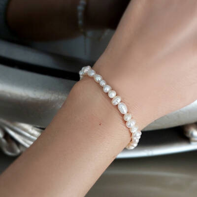 Vaoov 925 Ayar Gümüş Doğal Gerçek İnci Bileklik - 2