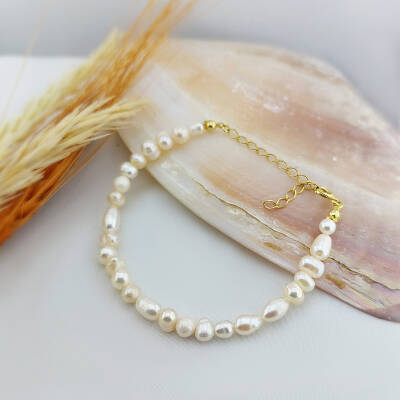 Vaoov 925 Ayar Gümüş Doğal Gerçek İnci Bileklik - 3