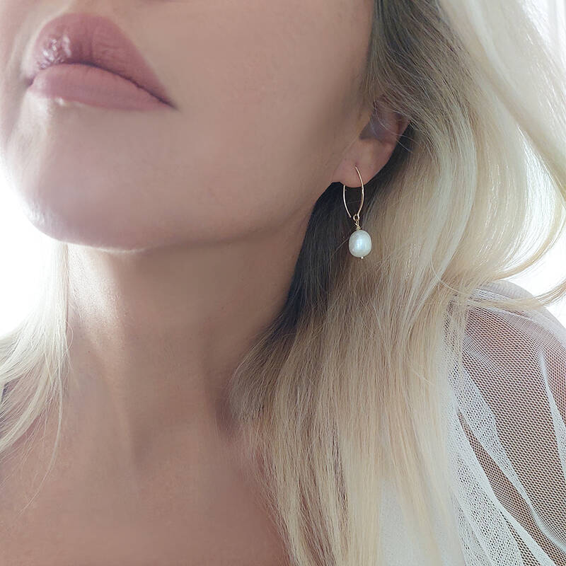 Vaoov 925 Ayar Gümüş Doğal Gerçek İnci Küpe - 3