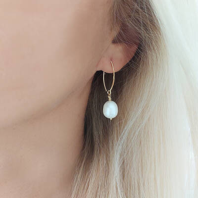 Vaoov 925 Ayar Gümüş Doğal Gerçek İnci Küpe - 4