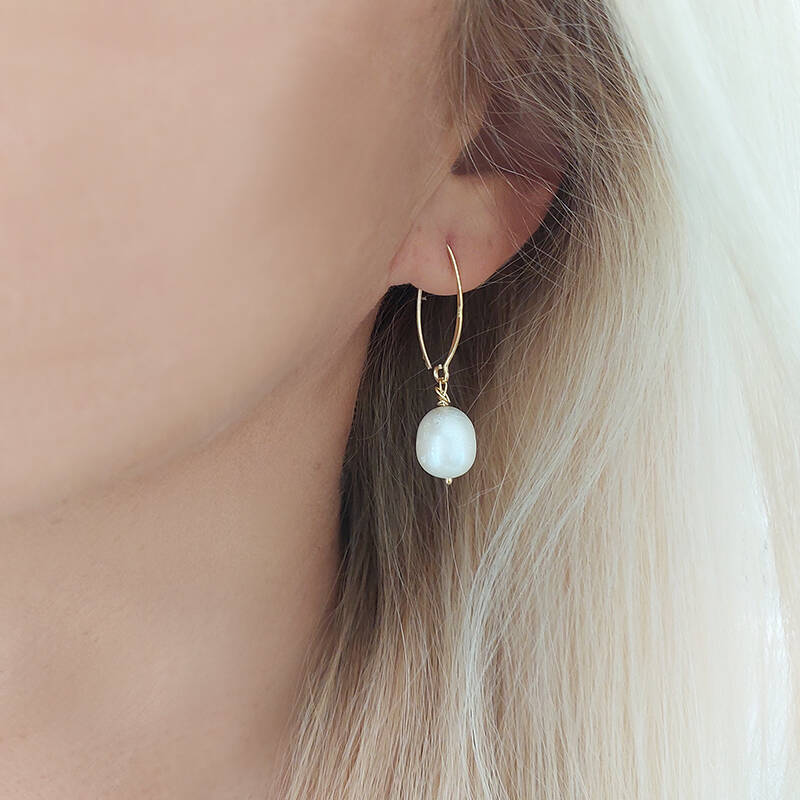 Vaoov 925 Ayar Gümüş Doğal Gerçek İnci Küpe - 4