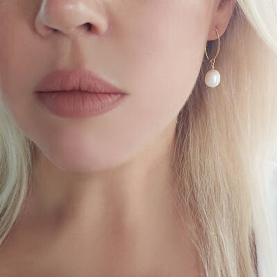 Vaoov 925 Ayar Gümüş Doğal Gerçek İnci Küpe - 6