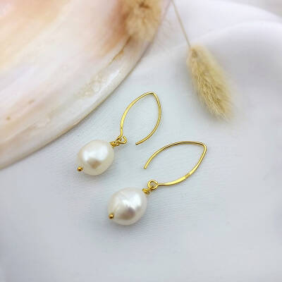 Vaoov 925 Ayar Gümüş Doğal Gerçek İnci Küpe - 7