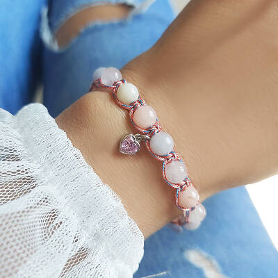 Vaoov 925 Ayar Gümüş Doğal Taşlı Aşk Mıknatısı Bileklik - 2