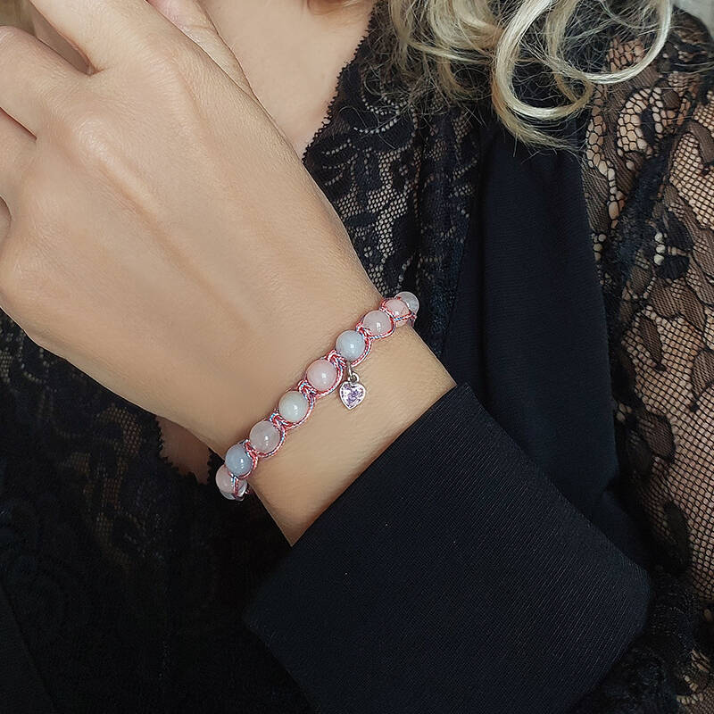 Vaoov 925 Ayar Gümüş Doğal Taşlı Aşk Mıknatısı Bileklik - 7