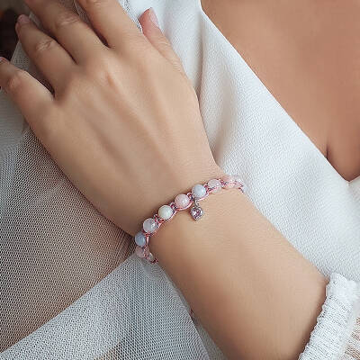 Vaoov 925 Ayar Gümüş Doğal Taşlı Aşk Mıknatısı Bileklik - 8