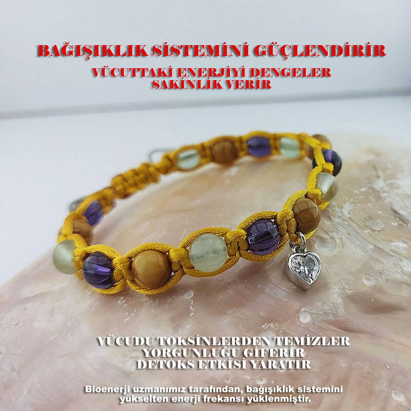 Vaoov 925 Ayar Gümüş Doğal Taşlı Bağışıklık Sistemini Güçlendiren Bileklik - 1