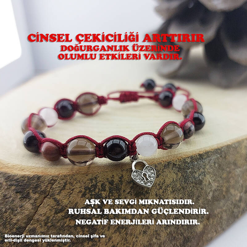 Vaoov 925 Ayar Gümüş Doğal Taşlı Cinsel Cazibe Tılsımı Bileklik - 1