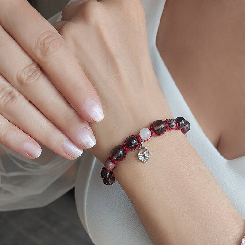 Vaoov 925 Ayar Gümüş Doğal Taşlı Cinsel Cazibe Tılsımı Bileklik - 6