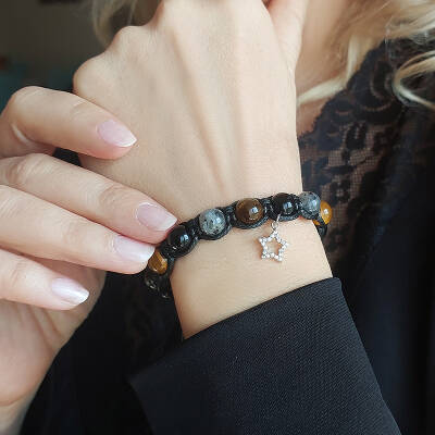 Vaoov 925 Ayar Gümüş Doğal Taşlı Güç, Başarı, Cesaret Bilekliği - 2