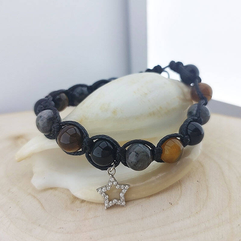 Vaoov 925 Ayar Gümüş Doğal Taşlı Güç, Başarı, Cesaret Bilekliği - 4