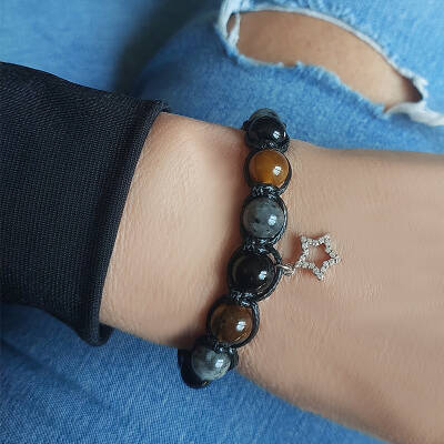 Vaoov 925 Ayar Gümüş Doğal Taşlı Güç, Başarı, Cesaret Bilekliği - 6