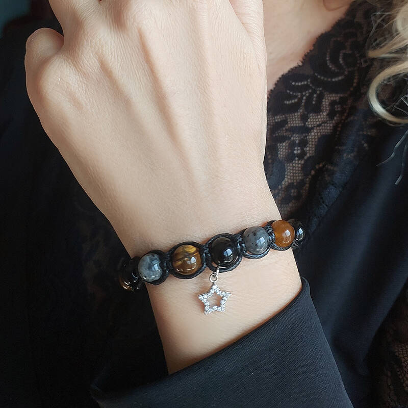 Vaoov 925 Ayar Gümüş Doğal Taşlı Güç, Başarı, Cesaret Bilekliği - 7