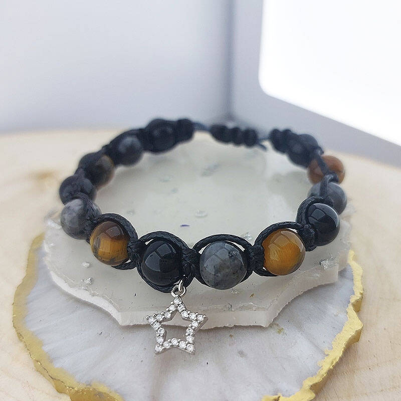 Vaoov 925 Ayar Gümüş Doğal Taşlı Güç, Başarı, Cesaret Bilekliği - 8