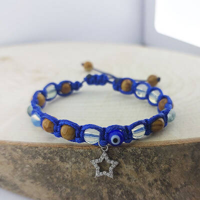 Vaoov 925 Ayar Gümüş Doğal Taşlı Nazara Karşı Enerji Bilekliği  - 4