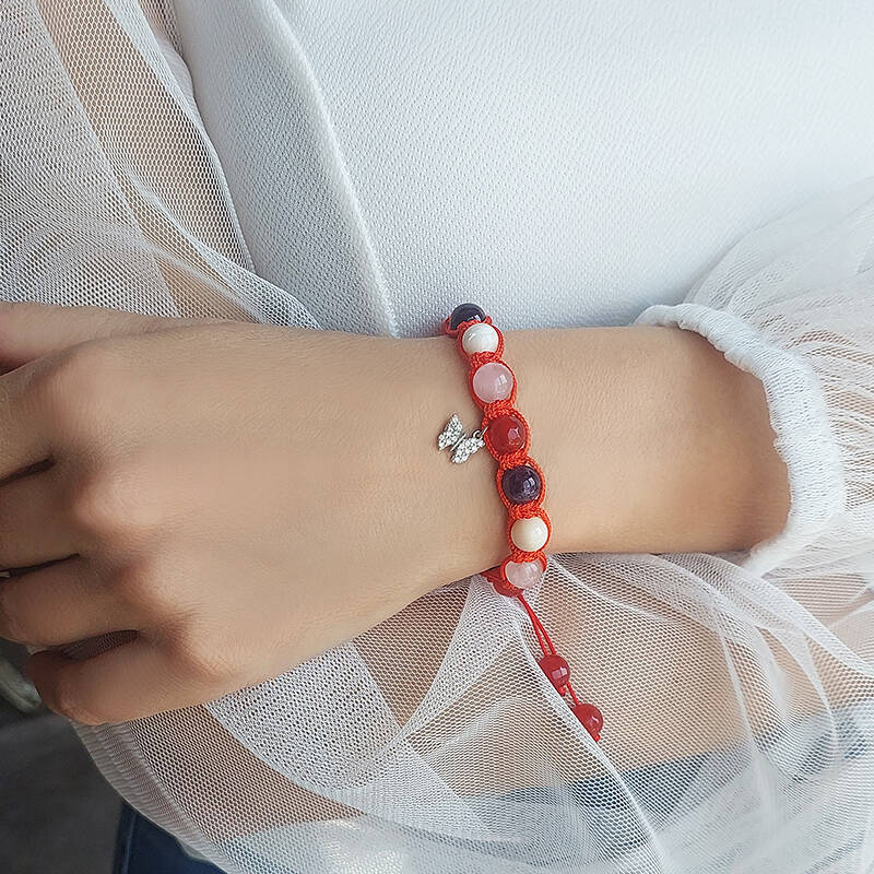 Vaoov 925 Ayar Gümüş Doğal Taşlı Pozitif Enerji Bilekliği  - 3