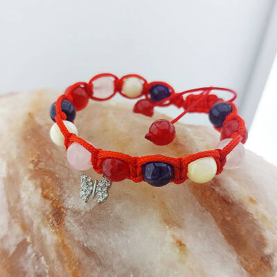 Vaoov 925 Ayar Gümüş Doğal Taşlı Pozitif Enerji Bilekliği  - 6