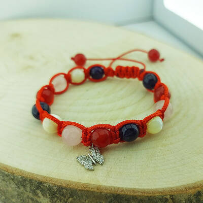 Vaoov 925 Ayar Gümüş Doğal Taşlı Pozitif Enerji Bilekliği  - 8