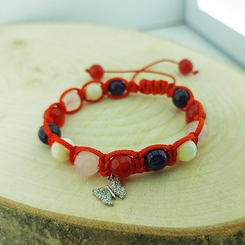 Vaoov 925 Ayar Gümüş Doğal Taşlı Pozitif Enerji Bilekliği  - 8