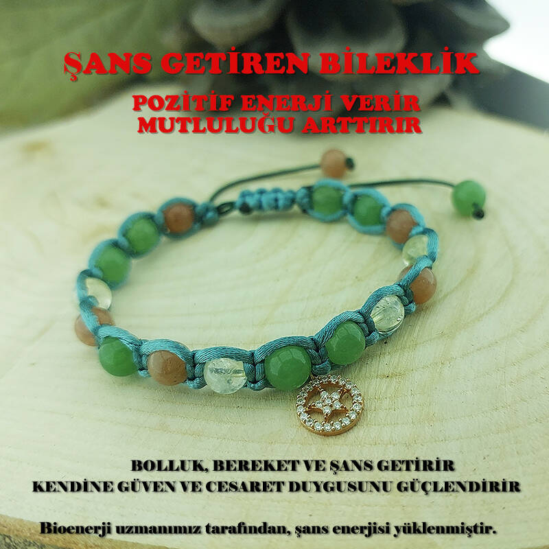 Vaoov 925 Ayar Gümüş Doğal Taşlı Şans Bilekliği - 1