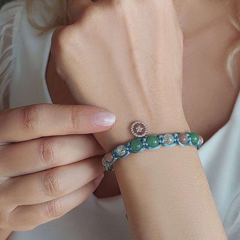 Vaoov 925 Ayar Gümüş Doğal Taşlı Şans Bilekliği - 2