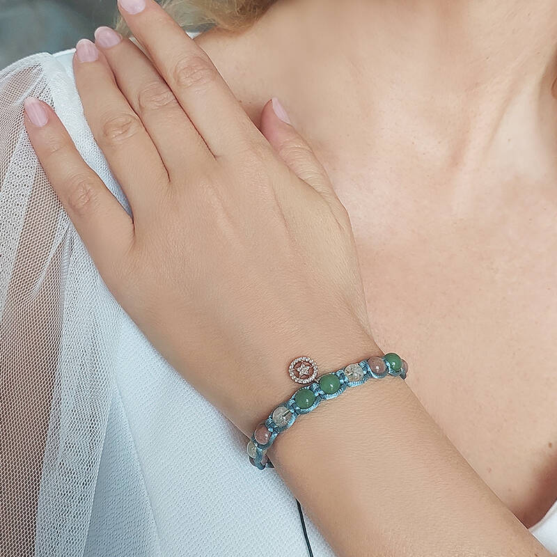 Vaoov 925 Ayar Gümüş Doğal Taşlı Şans Bilekliği - 3