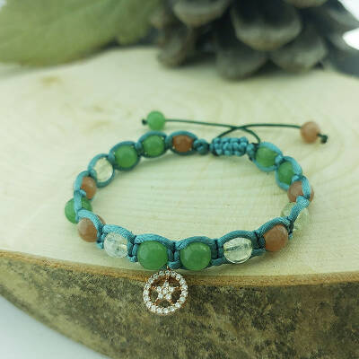 Vaoov 925 Ayar Gümüş Doğal Taşlı Şans Bilekliği - 4