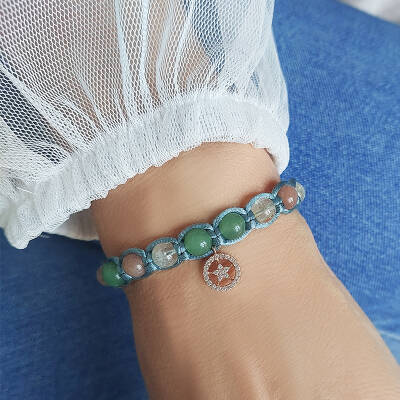 Vaoov 925 Ayar Gümüş Doğal Taşlı Şans Bilekliği - 5