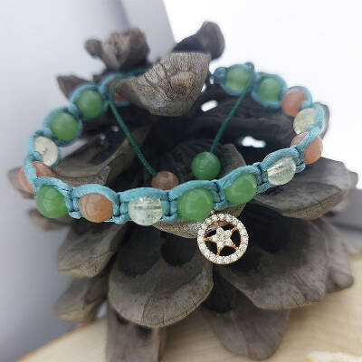 Vaoov 925 Ayar Gümüş Doğal Taşlı Şans Bilekliği - 7