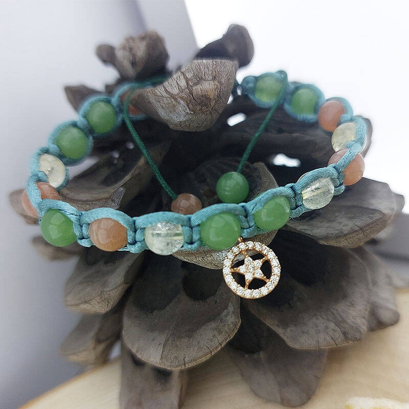 Vaoov 925 Ayar Gümüş Doğal Taşlı Şans Bilekliği - 7