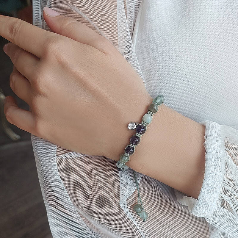 Vaoov 925 Ayar Gümüş Doğal Taşlı Stres ve Depresyona Karşı Enerji Bilekliği - 5