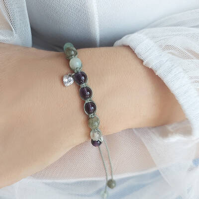 Vaoov 925 Ayar Gümüş Doğal Taşlı Stres ve Depresyona Karşı Enerji Bilekliği - 7