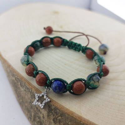 Vaoov 925 Ayar Gümüş Doğal Taşlı Yıldız Yükselten Bileklik  - 4