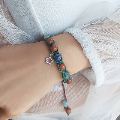 Vaoov 925 Ayar Gümüş Doğal Taşlı Yıldız Yükselten Bileklik  - 5