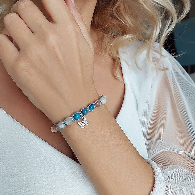 Vaoov 925 Ayar Gümüş Doğal Taşlı Zayıflatan Bileklik - 2