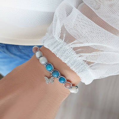 Vaoov 925 Ayar Gümüş Doğal Taşlı Zayıflatan Bileklik - 3