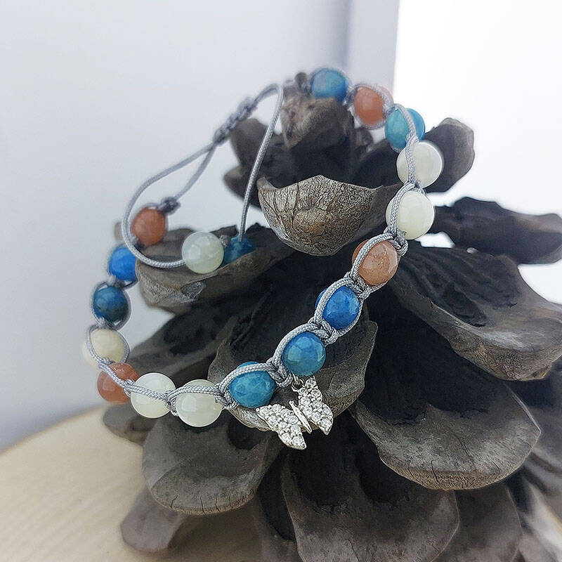 Vaoov 925 Ayar Gümüş Doğal Taşlı Zayıflatan Bileklik - 5