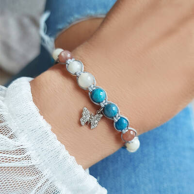 Vaoov 925 Ayar Gümüş Doğal Taşlı Zayıflatan Bileklik - 6