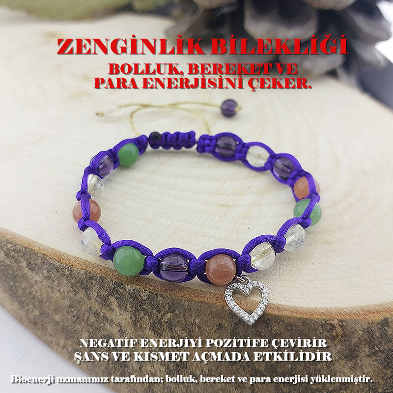 Vaoov 925 Ayar Gümüş Doğal Taşlı Zenginlik Bilekliği - 1