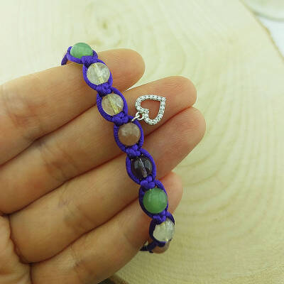 Vaoov 925 Ayar Gümüş Doğal Taşlı Zenginlik Bilekliği - 9