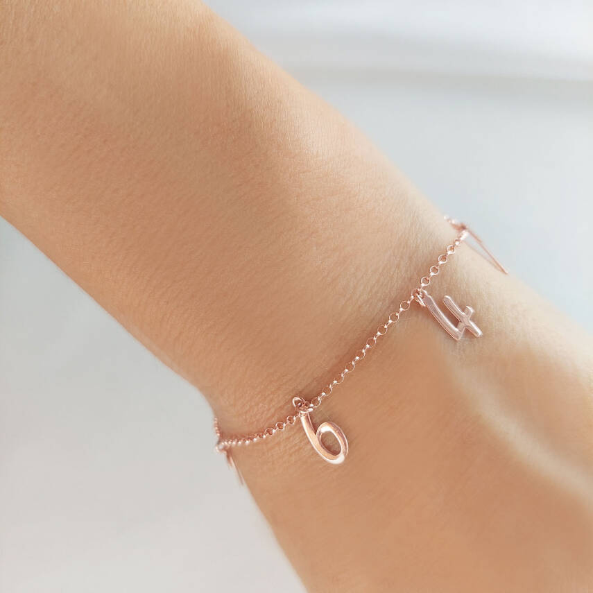 Vaoov 925 Ayar Gümüş Dört Rakamlı Zincir Bileklik - 2